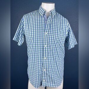 Tailorbyrd Shirt Blue Green Plaid Button Down 100% Cotton